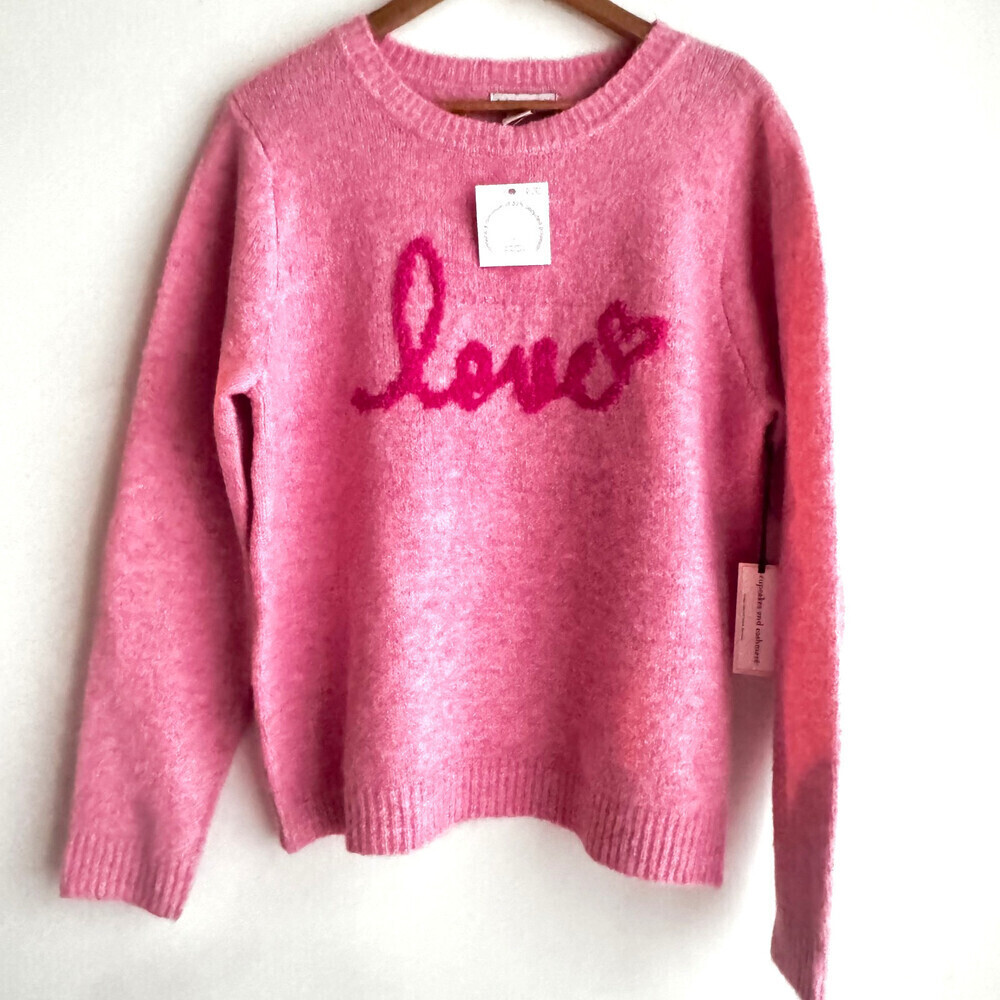 Cupcakes and Cashmere Pink "Love" Super Soft Sweater XL